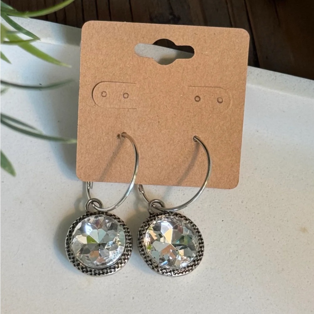 Elegant Silver Crystal Riveting Earrings